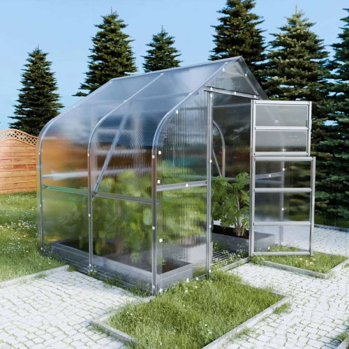 Baumera KLASIKA Drop Greenhouse 2.5 m Wide Baumera KLASIKA Drop teardrop greenhouse with galvanised frame and polycarbonate panels