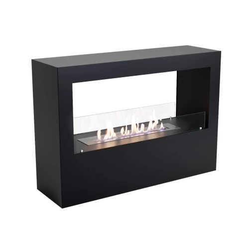 Bio ethanol fireplace in black freestanding ScandiFlames Lansing L - Black Bioethanol Fireplace