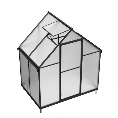 Nordgro Essential Greenhouse 114 cm on white background – black frame and polycarbonate panels