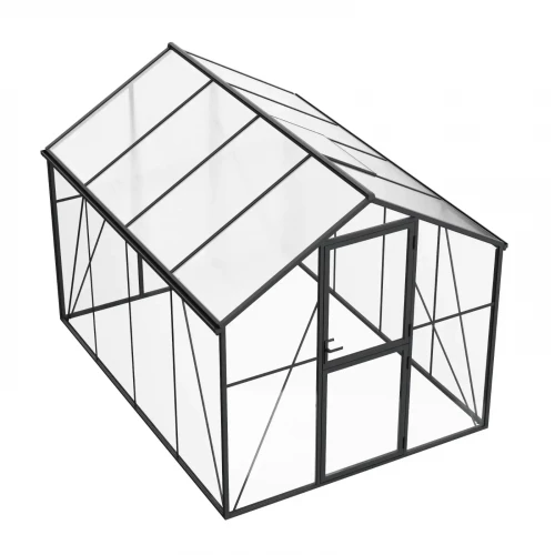 Nordgro Greenhouse Premium Black 307 cm with glass walls and polycarbonate roof – 7 m²