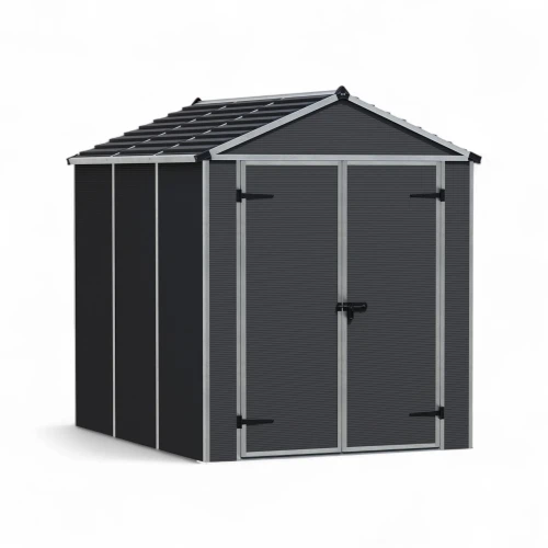 Canopia Rubicon Shed 185 × 229 cm – 4.2 m² All-Weather Storage Canopia Rubicon Shed 185 × 229 cm (6 × 8 ft) on white background – dark grey panels, skylight roof, aluminium frame