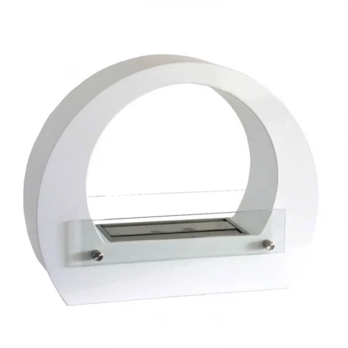 Dallas - White Bio Fireplace Curved | Bioethanol-Fireplace.co.uk Floor Fireplace with Wide Arch in White