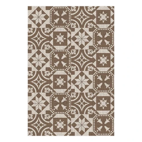 Outdoor rug with geometric pattern – 183x120 cm Outdoor rug with graphic pattern in beige and white, 183x120 cm