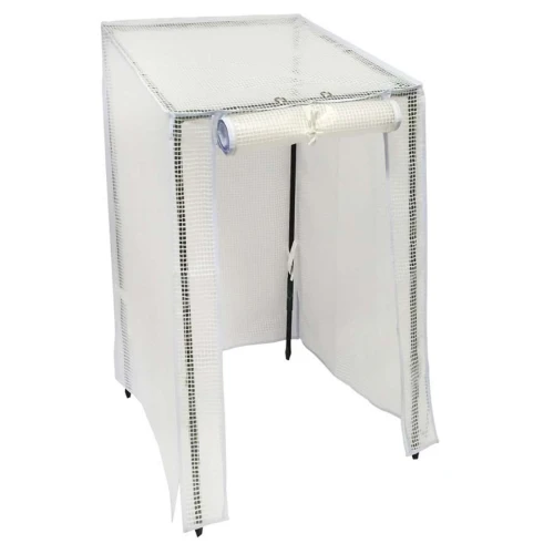 Compact PE greenhouse S – ideal for balconies and small gardens Small greenhouse with white PE cover and metal frame – 58 x 58 x 75 cm