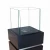 Freestanding bio fireplace in black with detachable glass top