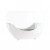 White cradle shaped fireplace with glass panels