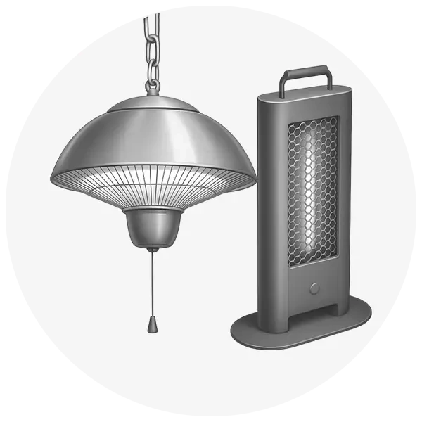 Grey icon with heaters for greenhouses and orangery